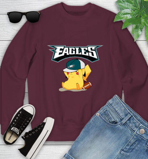 NFL Pikachu Football Sports Philadelphia Eagles Youth Sweatshirt 5