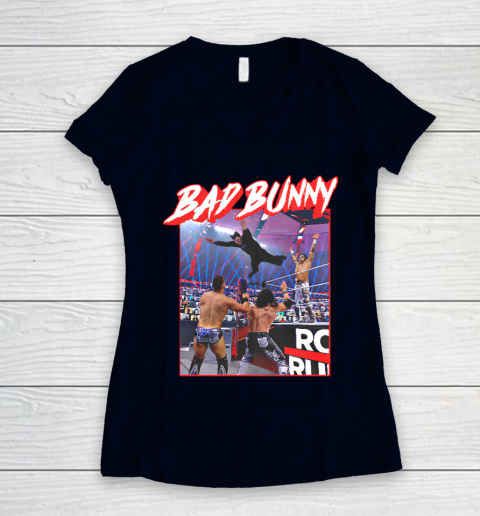 Bad Bunny WWE Women's V-Neck T-Shirt 2