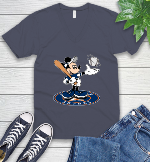 MLB Baseball Houston Astros Cheerful Mickey Disney Shirt V-Neck T-Shirt 8
