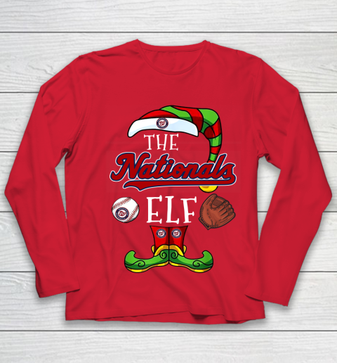 Washington Nationals Christmas ELF Funny MLB Youth Long Sleeve 8