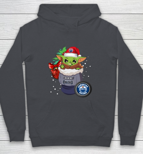 Edmonton Oilers Christmas Baby Yoda Star Wars Funny Happy NHL Youth Hoodie 7