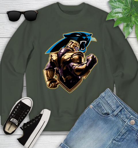 NFL Thanos Avengers Endgame Football Sports Carolina Panthers Youth Sweatshirt 10