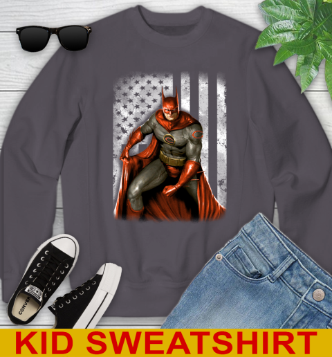 Chicago Bears NFL Football Batman DC American Flag Shirt Youth Sweatshirt 5