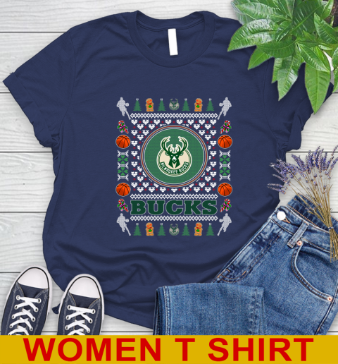 Milwaukee Bucks Merry Christmas NBA Basketball Loyal Fan Women's T-Shirt 12