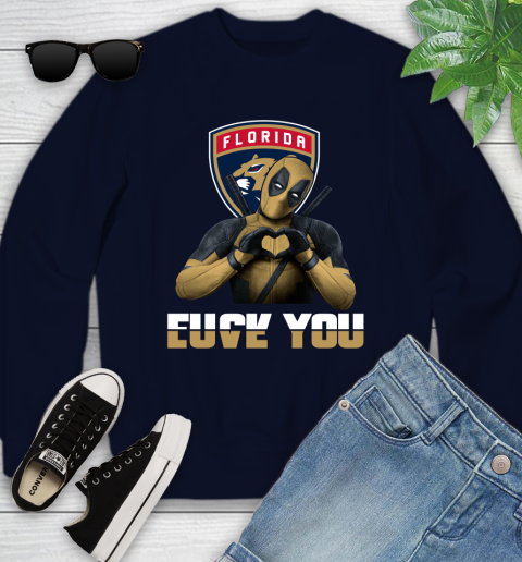 NHL Florida Panthers Deadpool Love You Fuck You Hockey Sports Youth Sweatshirt 2