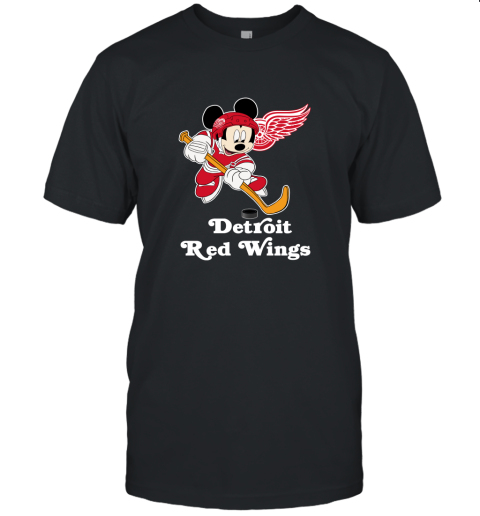 NHL Hockey Mickey Mouse Team Detroit Red Wings Unisex Jersey Tee