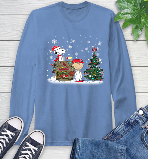 MLB St.Louis Cardinals Snoopy Charlie Brown Christmas Baseball Commissioner's Trophy Long Sleeve T-Shirt 12