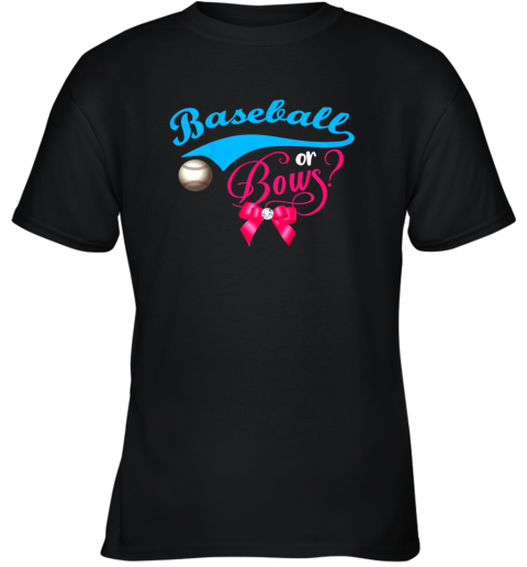Cute Baseball or Bows Gender Reveal Party Youth T-Shirt