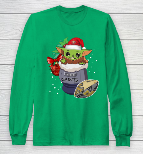 New Orleans Saints Christmas Baby Yoda Star Wars Funny Happy NFL Long Sleeve T-Shirt 7
