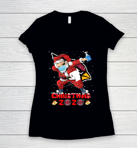 Arizona Cardinals Funny Santa Claus Dabbing Christmas 2020 NFL Women's V-Neck T-Shirt