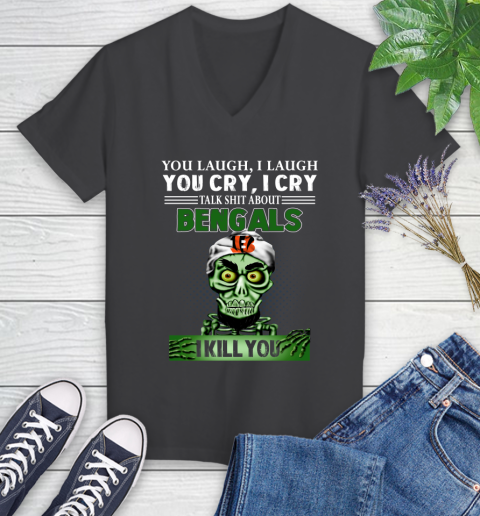 NFL Talk Shit About Cincinnati Bengals I Kill You Achmed The Dead Terrorist Jeffrey Dunham Football Women's V-Neck T-Shirt 8