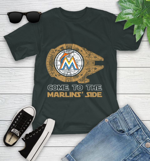 MLB Come To The Miami Marlins Side Star Wars Baseball Sports Youth T-Shirt 6