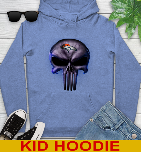 Denver Broncos NFL Football Punisher Skull Sports Youth Hoodie 12