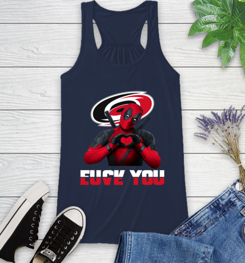 NHL Carolina Hurricanes Deadpool Love You Fuck You Hockey Sports Racerback Tank 9