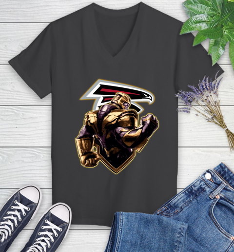 NFL Thanos Avengers Endgame Football Sports Atlanta Falcons Women's V-Neck T-Shirt 8
