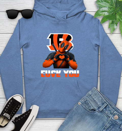 NHL Cincinnati Bengals Deadpool Love You Fuck You Football Sports Youth Hoodie 13