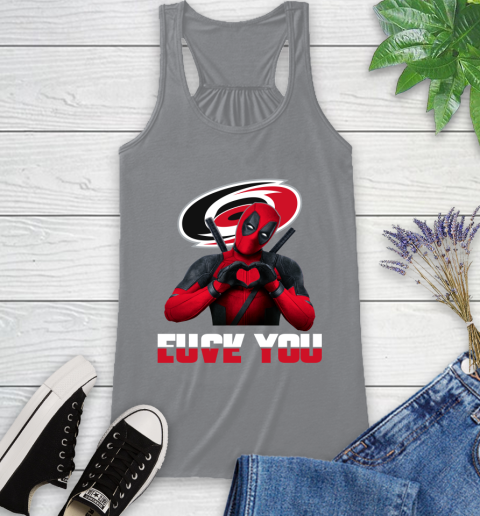 NHL Carolina Hurricanes Deadpool Love You Fuck You Hockey Sports Racerback Tank 4