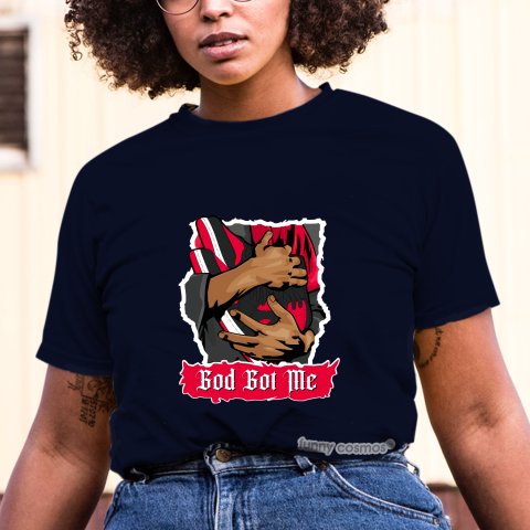 Air Jordan 1 Banned Matching Sneaker Shirt God Got Me Black And Red Sneaker Shirt