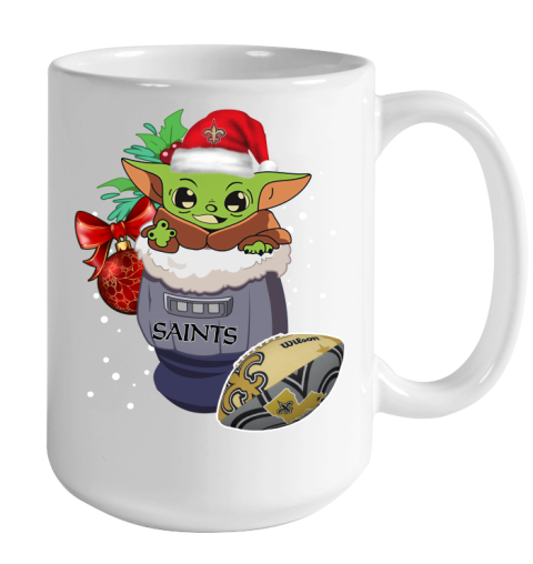 New Orleans Saints Christmas Baby Yoda Star Wars Funny Happy NFL Color Changing Mug 15oz 2