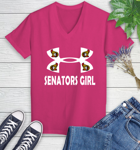 NHL Ottawa Senators Girl Under Armour Hockey Sports Women's V-Neck T-Shirt 9