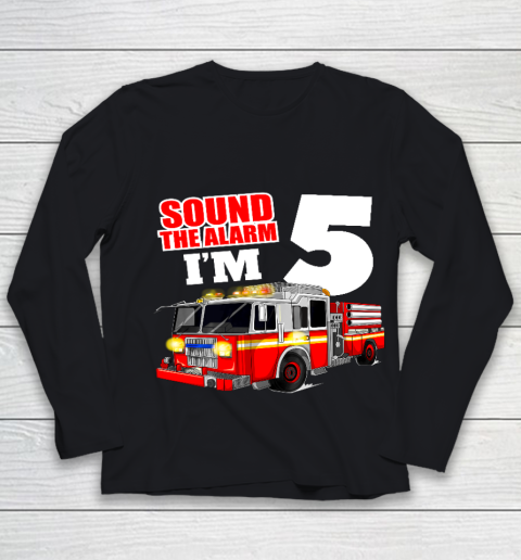 Kids Fire Truck 5th Birthday T Shirt Boy Firefighter 5 Years Old Youth Long Sleeve