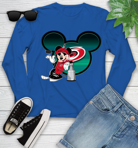 NHL Carolina Hurricanes Stanley Cup Mickey Mouse Disney Hockey T Shirt Youth Long Sleeve 9