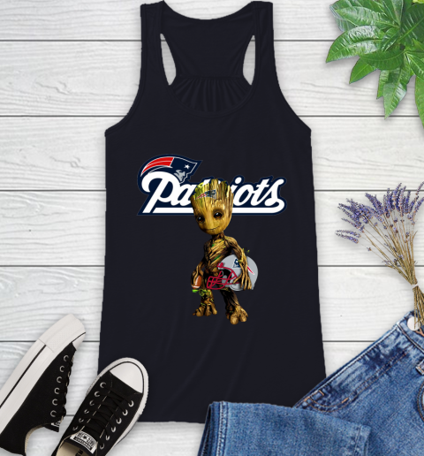 New England Patriots NFL Football Groot Marvel Guardians Of The Galaxy Racerback Tank 10