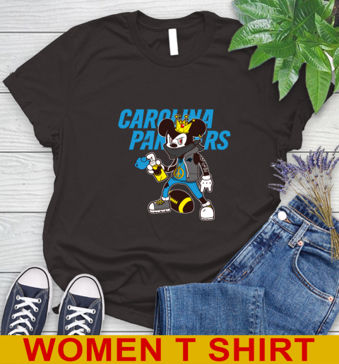 Carolina Panthers NFL Football Mickey Peace Sign Sports Women's T-Shirt 8
