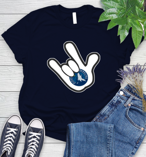 Minnesota Timberwolves NBA Basketball Mickey Rock Hand Disney Women's T-Shirt 3
