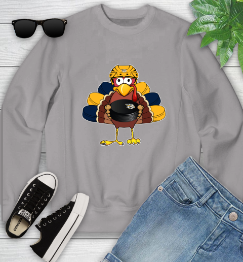 Nashville Predators Turkey Thanksgiving Day Youth Sweatshirt 4
