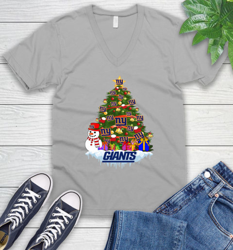 New York Giants Merry Christmas NFL Football Sports V-Neck T-Shirt 4