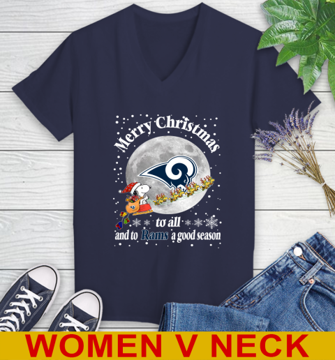 Los Angeles Rams Merry Christmas To All And To Rams A Good Season NFL Football Sports Women's V-Neck T-Shirt 12