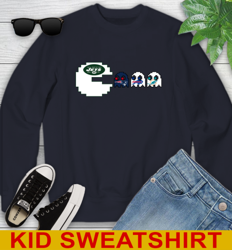 New York Jets NFL Football Pac Man Champion Youth Sweatshirt 3