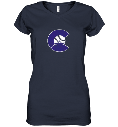 v31k new colorado rocky mountain baseball sports team women v neck t shirt 39 front navy