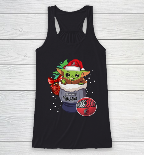 Portland Trail Blazers Christmas Baby Yoda Star Wars Funny Happy NBA Racerback Tank