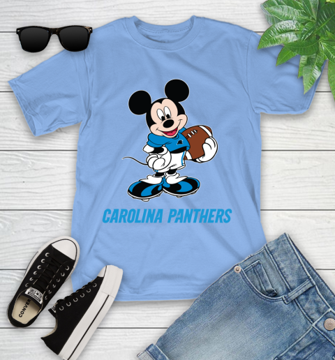 NFL Football Carolina Panthers Cheerful Mickey Mouse Shirt Youth T-Shirt 11