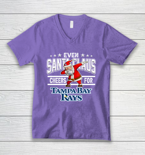 Tampa Bay Rays Even Santa Claus Cheers For Christmas MLB V-Neck T-Shirt 8