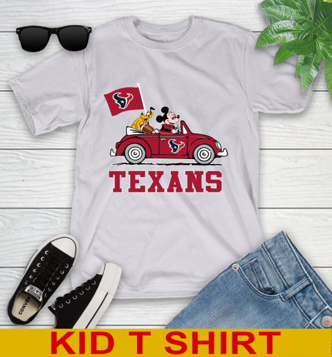 NFL Football Houston Texans Pluto Mickey Driving Disney Shirt Youth T-Shirt 5