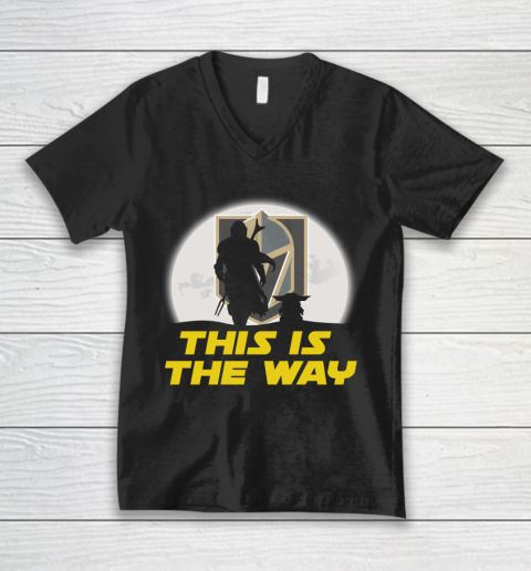 Vegas Golden Knights NHL Ice Hockey Star Wars Yoda And Mandalorian This Is The Way V-Neck T-Shirt