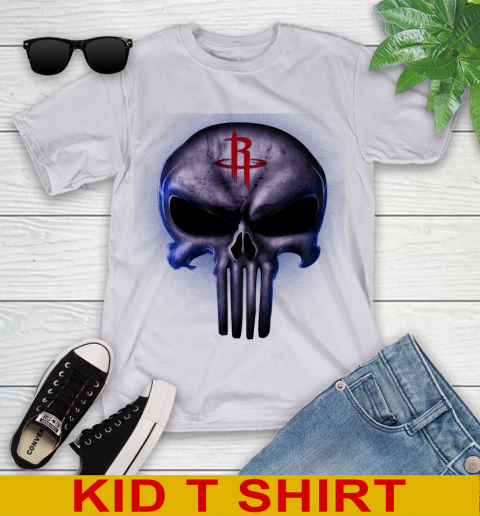 Houston Rockets NBA Basketball Punisher Skull Sports Youth T-Shirt 4