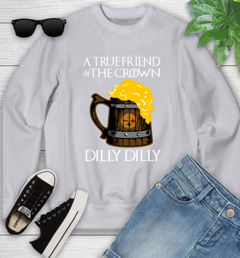 NFL Pittsburgh Steelers A True Friend Of The Crown Game Of Thrones Beer Dilly Dilly Football Shirt Youth Sweatshirt 3