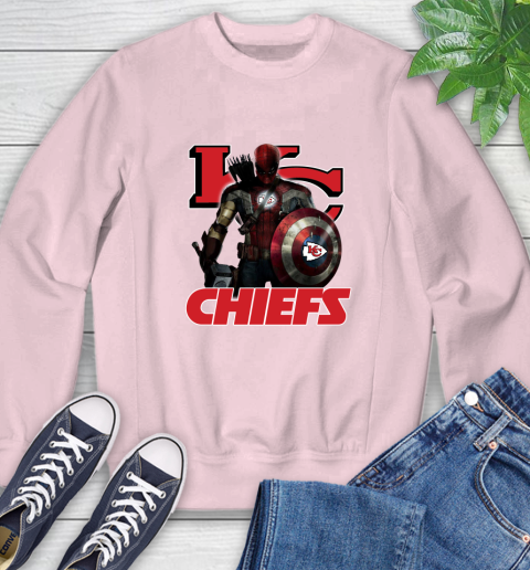 NFL Captain America Thor Spider Man Hawkeye Avengers Endgame Football Kansas City Chiefs Sweatshirt 9