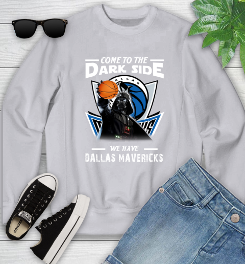 NBA Come To The Dark Side We Have Dallas Mavericks Star Wars Darth Vader Basketball Youth Sweatshirt 3
