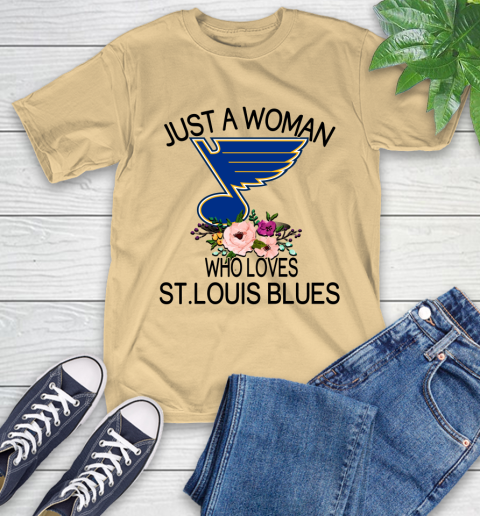 NHL Just A Woman Who Loves St.Louis Blues Hockey Sports T-Shirt 6