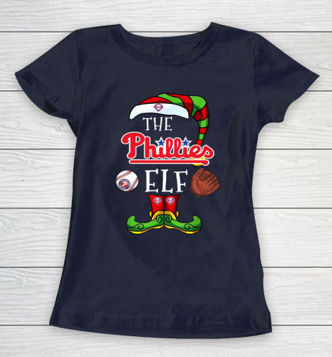 Philadelphia Phillies Christmas ELF Funny MLB Women's T-Shirt 2