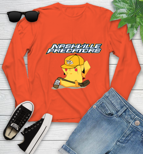 NHL Pikachu Hockey Sports Nashville Predators Youth Long Sleeve 4