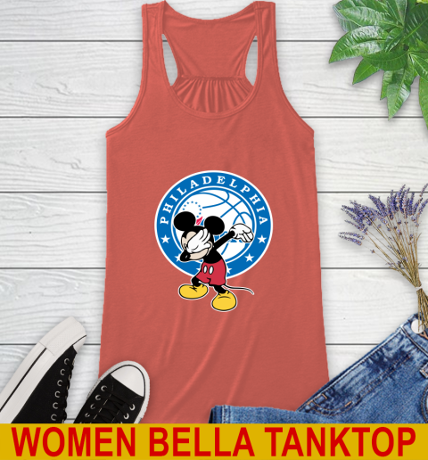 Philadelphia 76ers NBA Basketball Dabbing Mickey Disney Sports Racerback Tank 4