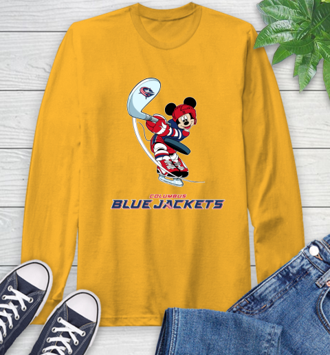 NHL Hockey Columbus Blue Jackets Cheerful Mickey Mouse Shirt Long Sleeve T-Shirt 3