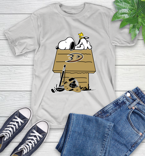 Anaheim Ducks NHL Hockey Snoopy Woodstock The Peanuts Movie T-Shirt