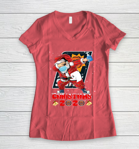 Phoenix Suns Funny Santa Claus Dabbing Christmas 2020 NBA Women's V-Neck T-Shirt 4
